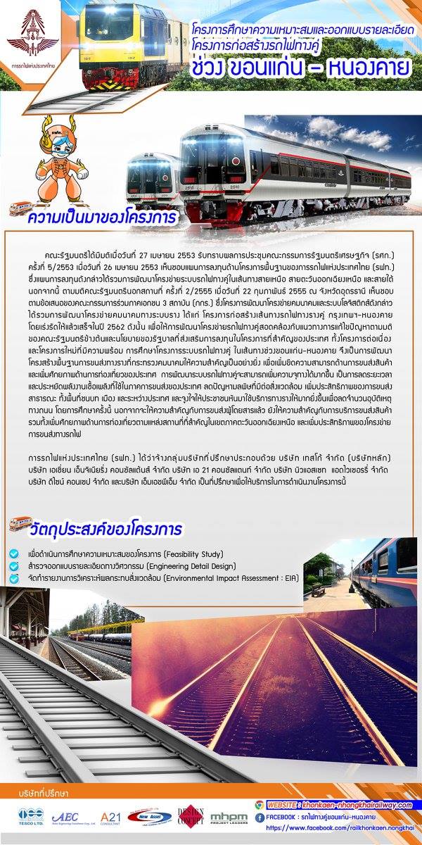 การรถไฟแห่งประเทศไทยนำเสนอผลการศึกษารถไฟรางคู่ ขอนแก่น-หนองคาย